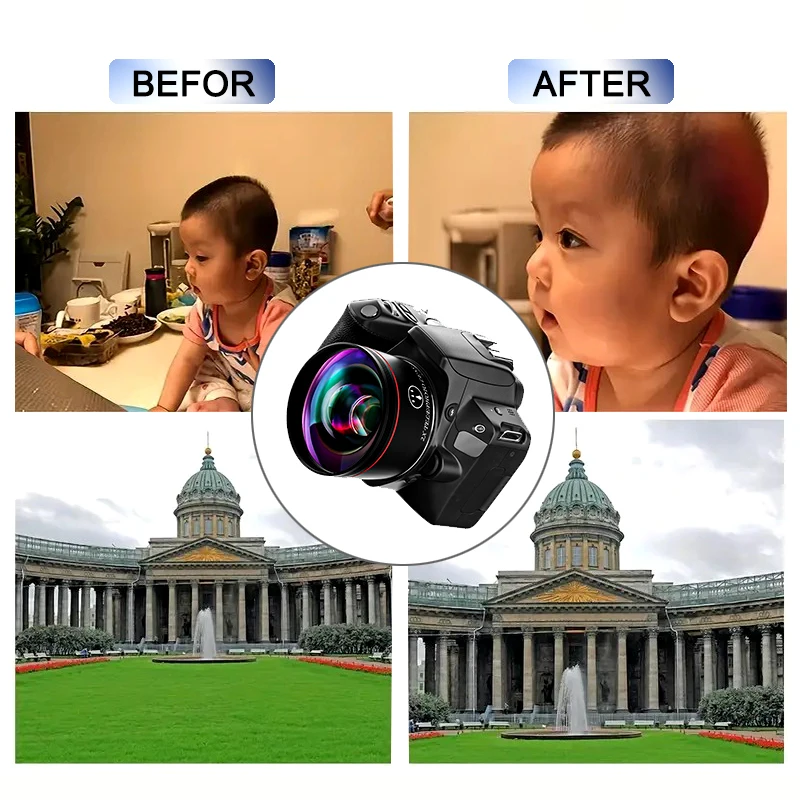 طقم عدسات كاميرا مقربة 2X، عدسة كاميرا DSLR من سبائك الألومنيوم، مناسبة لكاميرات الواجهة مقاس 58 مم