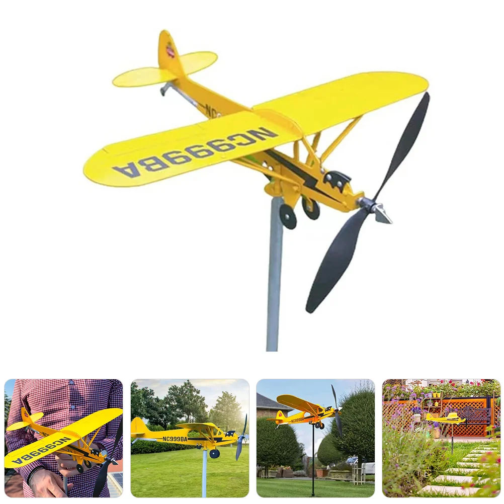 Outdoor Aircraft Weathervane Metal Windmill Courtyard Garden Terrace Lawn Roof Direction Signs for Patio Mount Decorative Vanes