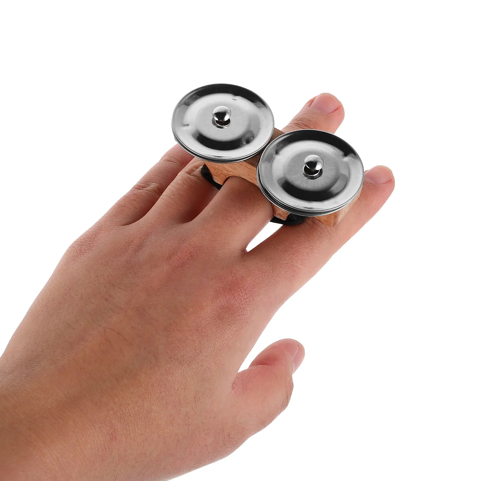 Platillo de dedo, campana, tambor, campanas de mano, accesorios, Mini percusión, cascabel para niños, instrumento de juguete Musical de baile de Metal de madera