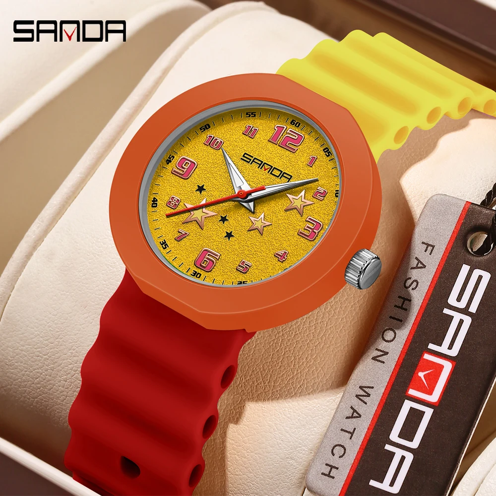 Reloj de Pulsera SANDA de Lujo para Mujer, Diseño Elegante y Especial, Resistente al Agua, de Cuarzo y Silicona, Regalo para Damas, Relogio Feminino