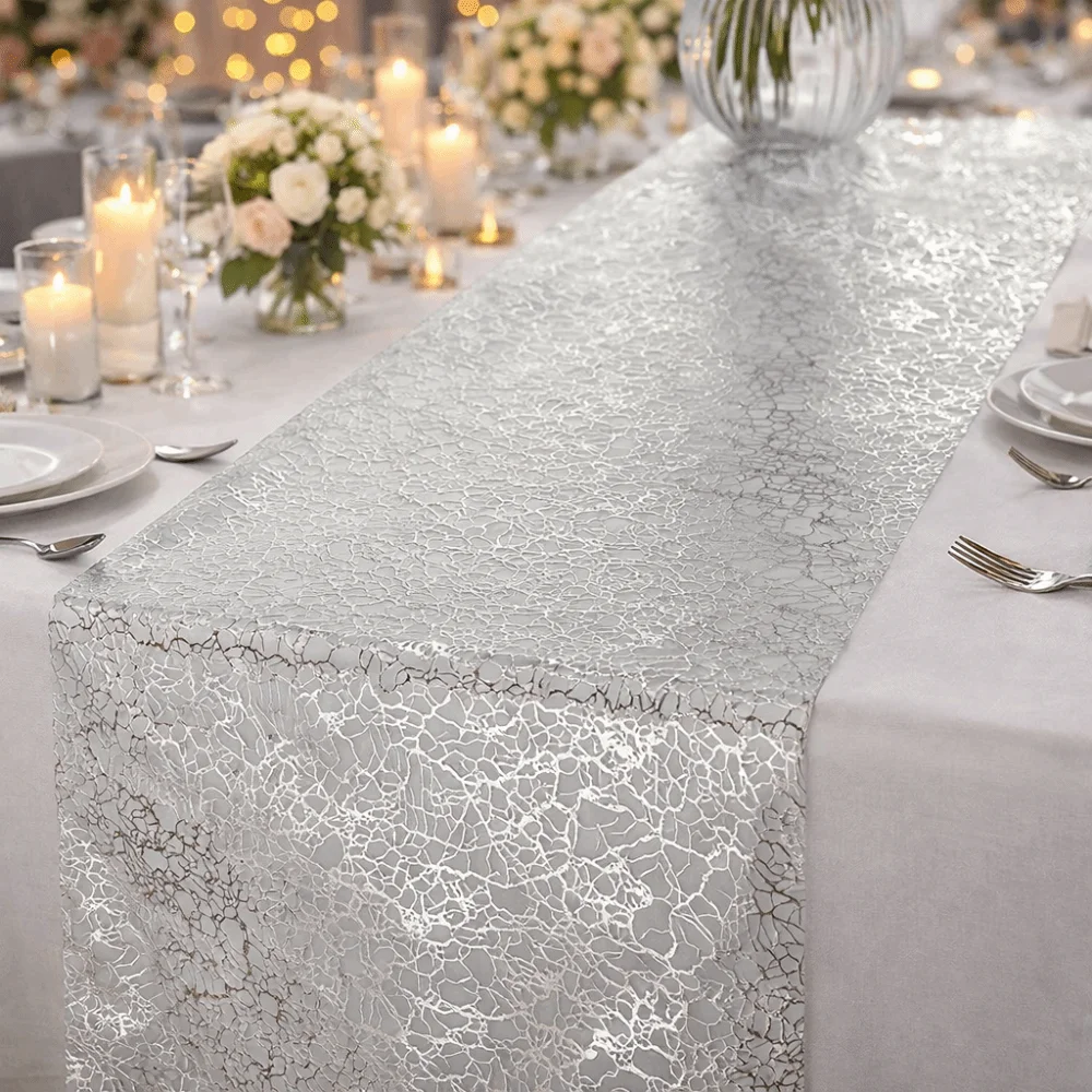 Sparkling Glitter Table Runner Luxury Chaotic Pattern Gold Table Runner Polyester Shimmery Sequin Tablecloth Wedding Decor