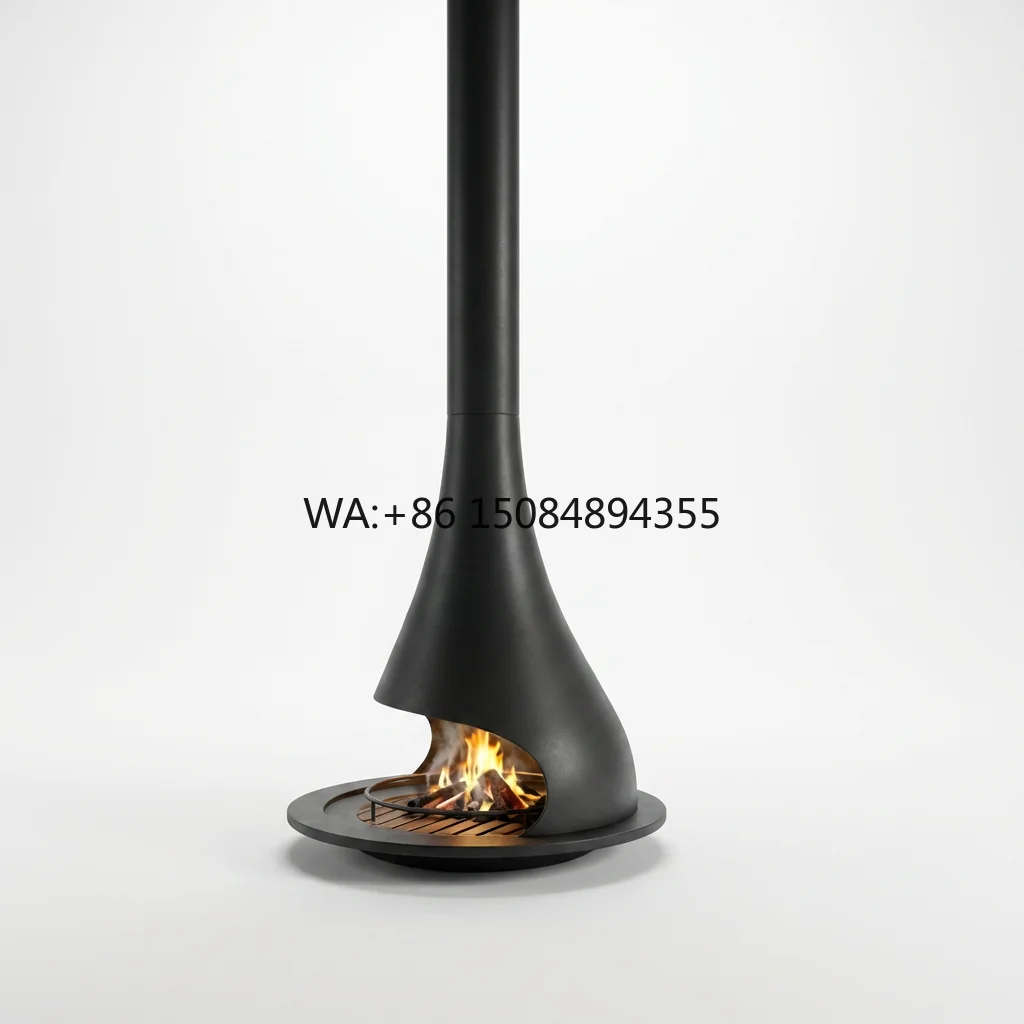 High-end Hanging Real-flame Wood-burning Circular Fireplace. Suitable for Villas,hotels Homestays and Homes Open Flame Smokeless