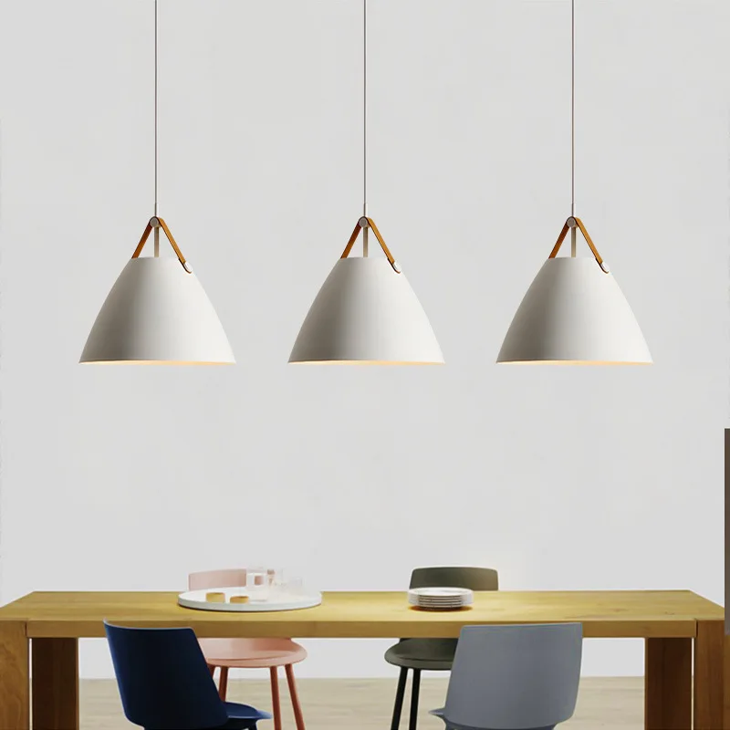 

Nordic restaurant chandelier simple modern creative three-head bar lamp with warm personality macaron lamp