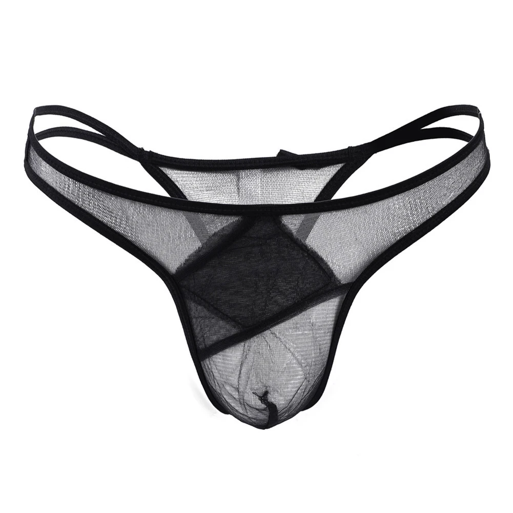 

Mens Sexy Underwear Sheer Mesh Low Rise Bulge Pouch Thongs G-string Breathable Briefs Ultra-Thin Underpants Seamless Panties