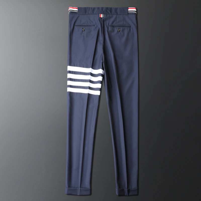 

Slim Fit Busin Casual Four Stripe West Pants Blue Classic ex Long Pants Versatile THON BERRY Youth Trend Autumn Wear