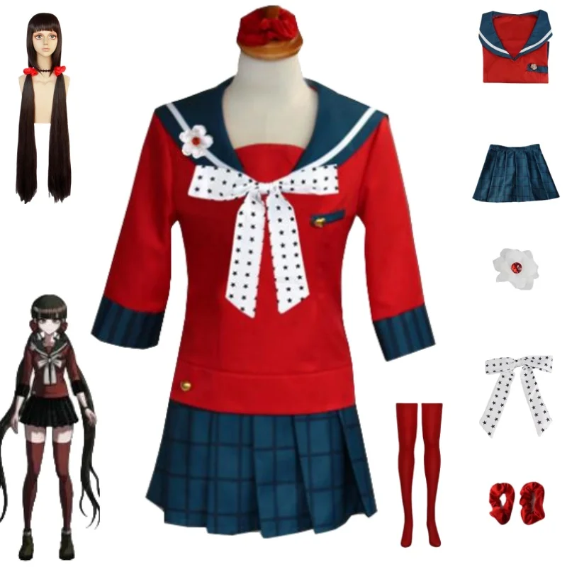 Anime Danganronpa Cosplay Harukawa Maki Cosplay Costumes Wig School Girls Uniform Dangan Ronpa Halloween Costume Set