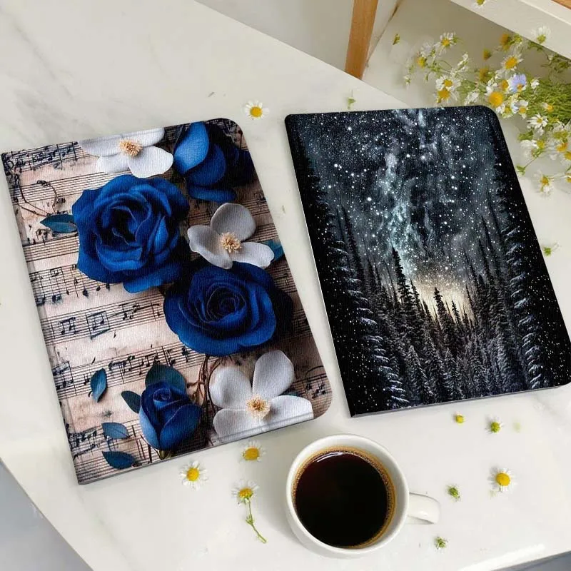 

Blue Rose Music Note Tablet Case For Huawei Honor MatePad MediaPad Air 5 6 7 11 V6 V7 V8 V9 X9 X8 T10 T10s C5e T5 Gift