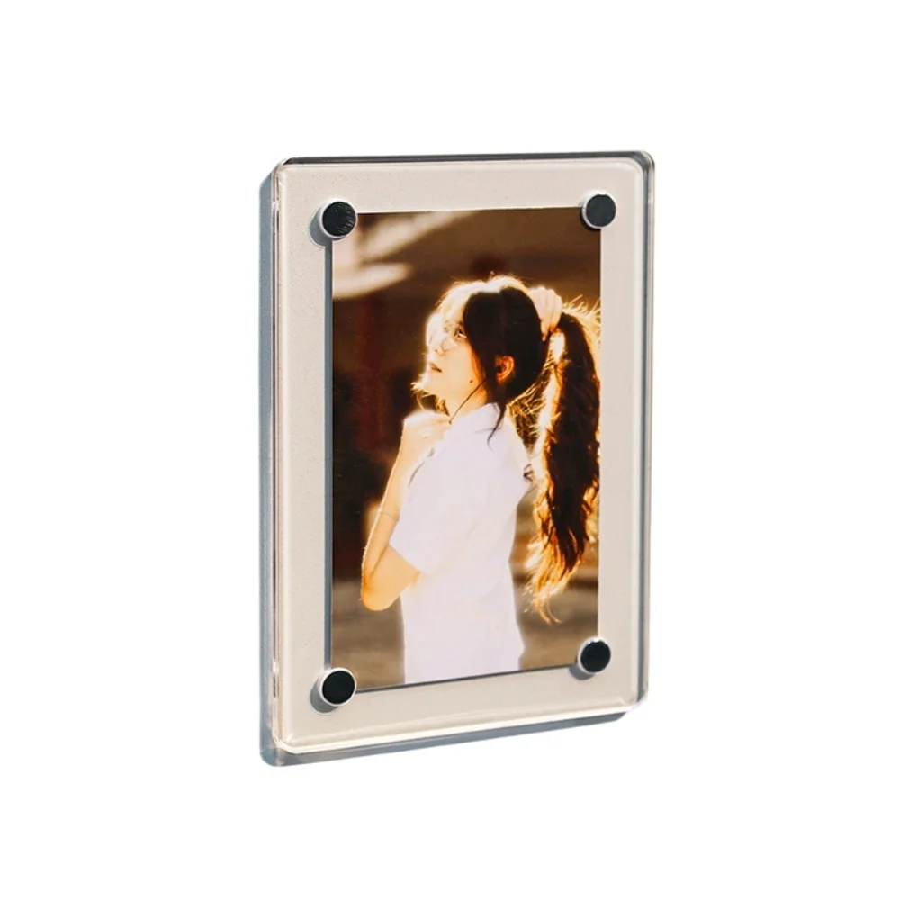 Magnetic Refrigerator Sticker Train Ticket Holder Transparent Photo Storage Frame Ticket Stub Magnetic Clip Acrylic Card Holder