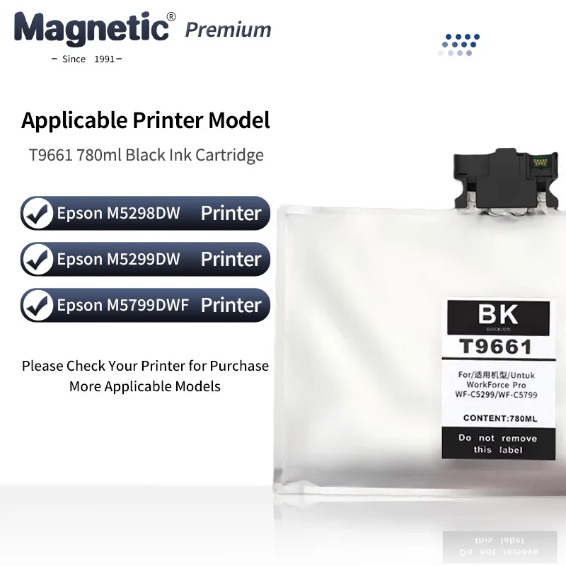 

T9661 C13T 966140 Черный картридж емкостью 780 мл с пигментными чернилами для принтера Epson WorkForce Pro WF-M5799DWF WF-M5299DW WF-M5298DW