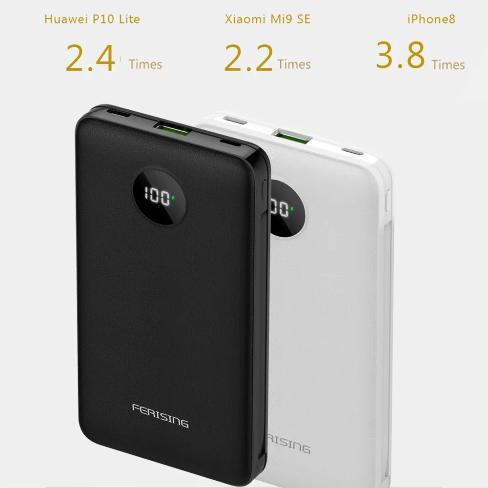 FERISING Built-in Cable Power bank 4A 5A VOOC Charger 10000mAh Portable Battery PD 20W/22.5W Powerbank for Oneplus 7 8 9 10 11 t