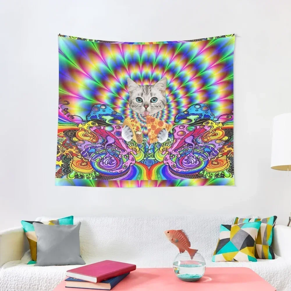 Trippy Taco Pizza Cat Tapestry House Decor Home Decoration Accessories Room Decor Aesthetic Home Decorating Tapestry