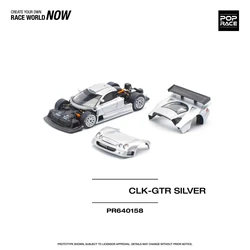 PreSale POP RACE 1:64 CLK GTR C297 Silver Diecast Diorama Car Model Toy