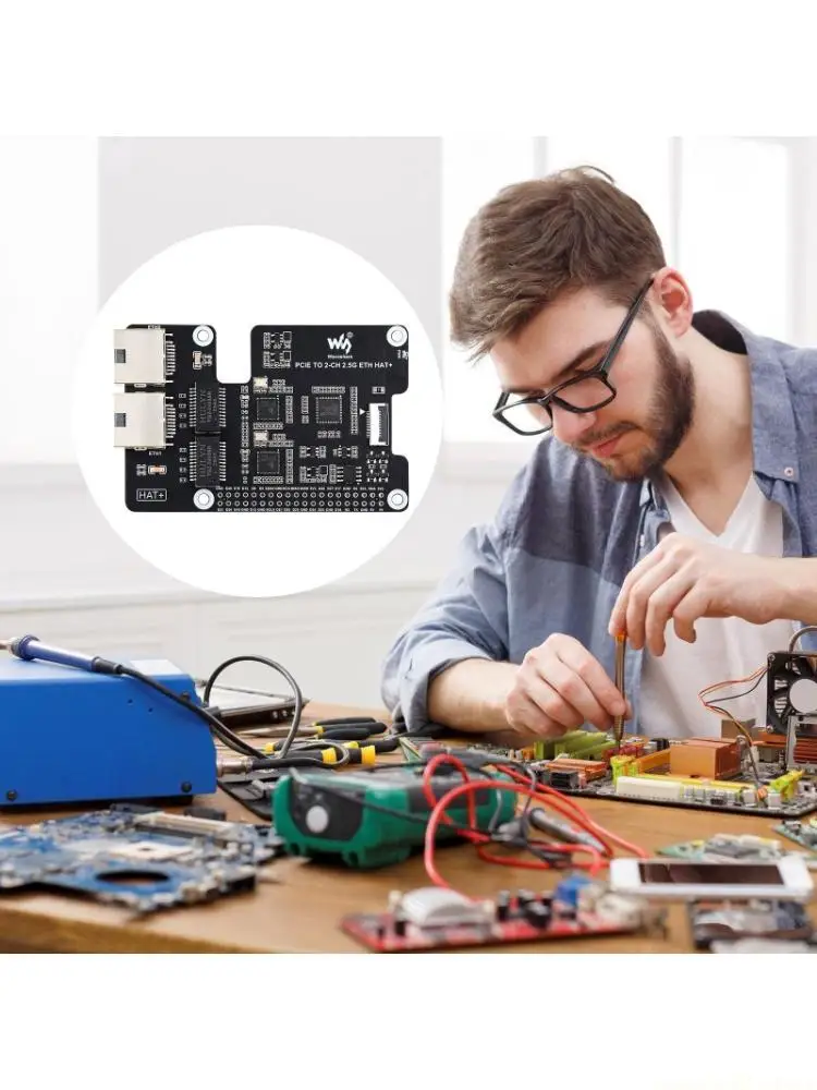 RTL8125 Ethernet Expansion Card, 2 RJ45, PCIe Link, 40 Pin Header Access, Ribbon Cable and Screw for Small Board Computer