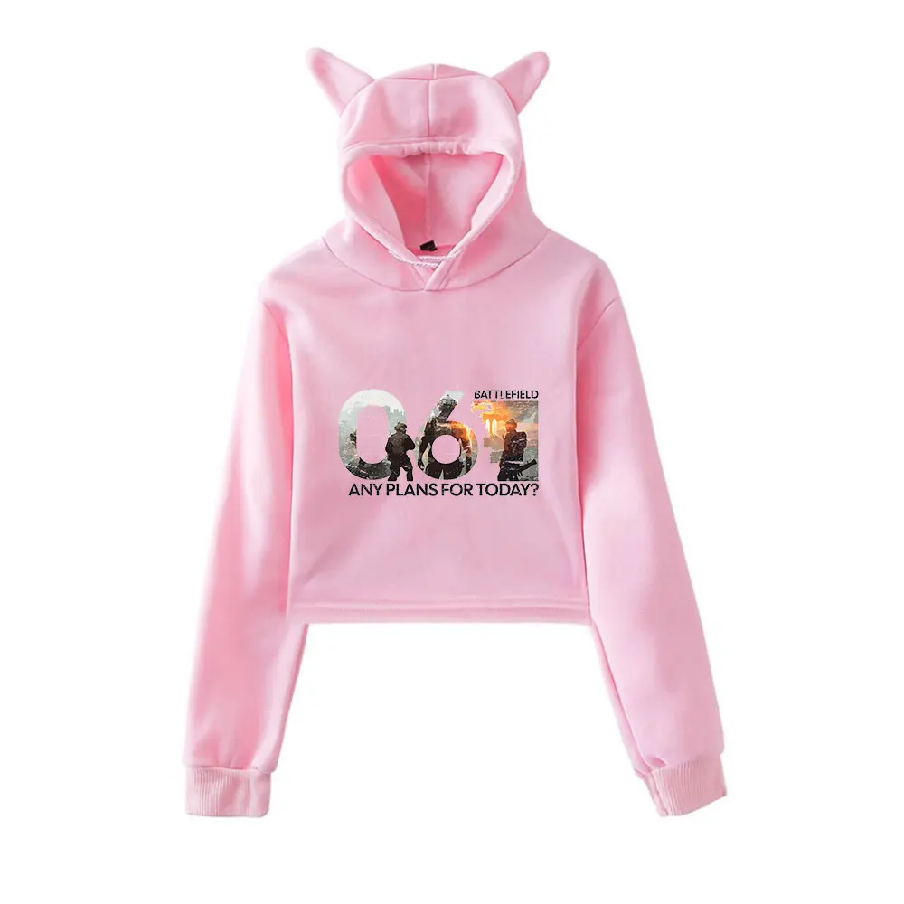 

Battlefield 6 Merch Vintage 90s Streetwear logo Hoodie Hoodies Sweatshirts for Girls Cat Ear Crop Fashion Sports Pullover