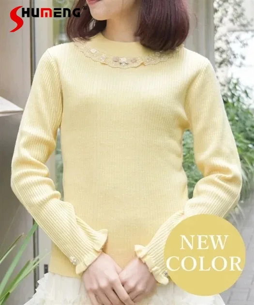 

Japanese Style Sweet Knitwear Sweater Autumn Winter New Women's Slim Fit Elegant Knit Pullover Daily Casual Sweater for Women