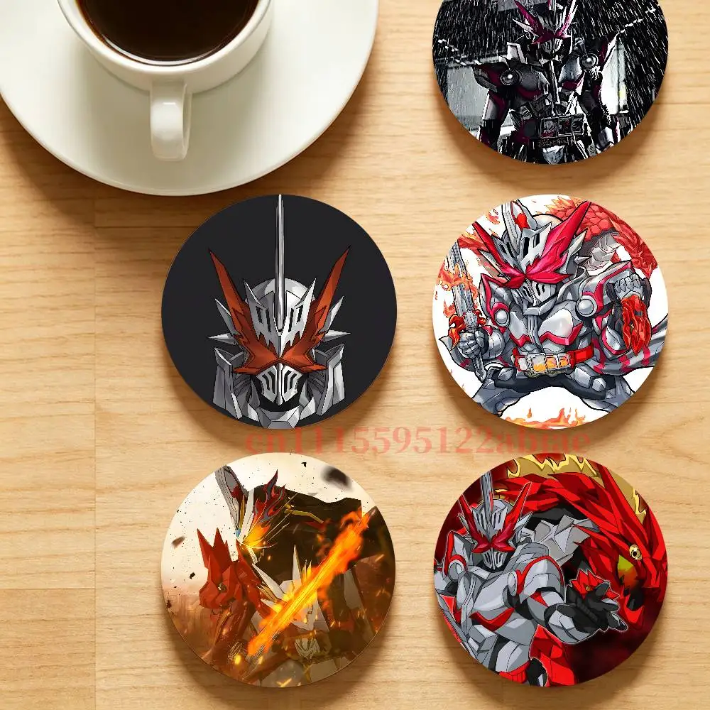 K-Kamen Rider Saber Dragonic Knight Wooden Cup Mat Cappuccino Vodka Juice Water Coaster for Flower Shop