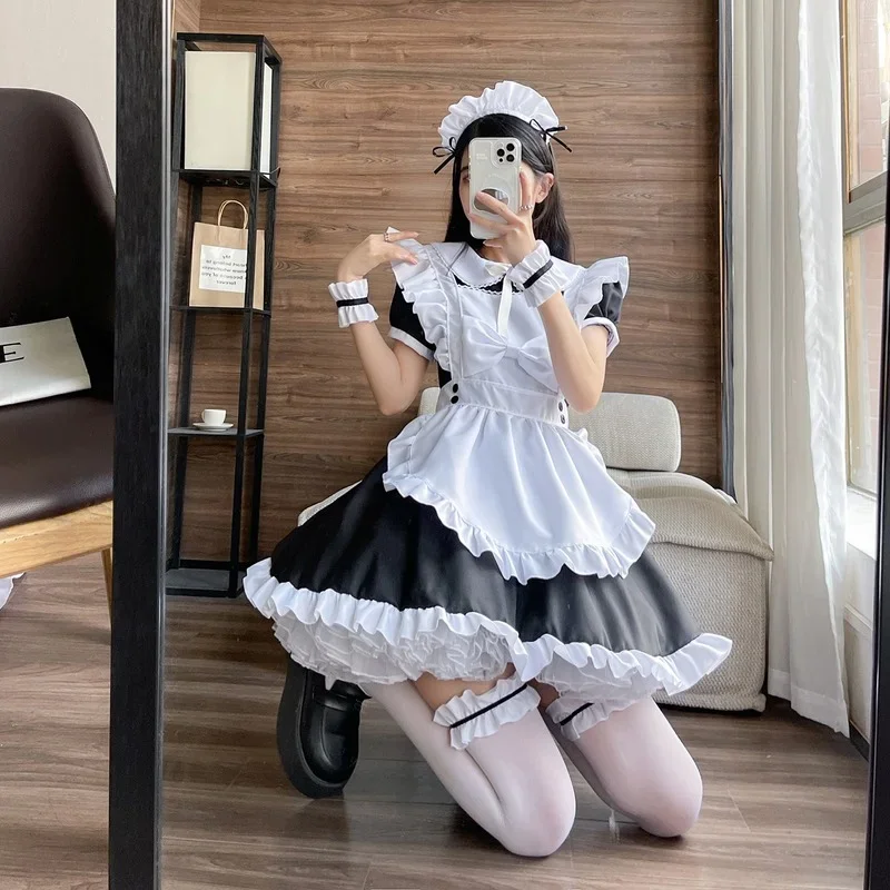 13Plus Size Halloween Meid Cosplay Kostuums Anime Cartoon Zwart Wit Lolita Jurk Zoete Boog Knoop Student Kawaii Sailor Uniform