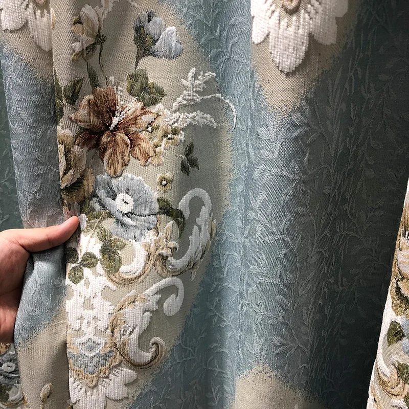Custom  size！！European style high-end luxury atmospheric shade thickened Chenille Curtains for Living dining room bedroom Decor