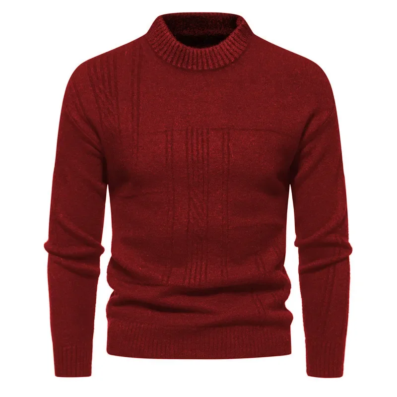 2023 Autumn/Winter New Men's Sweaters Large Solid Knitted Flower Round Neck Knit Men's Underlay