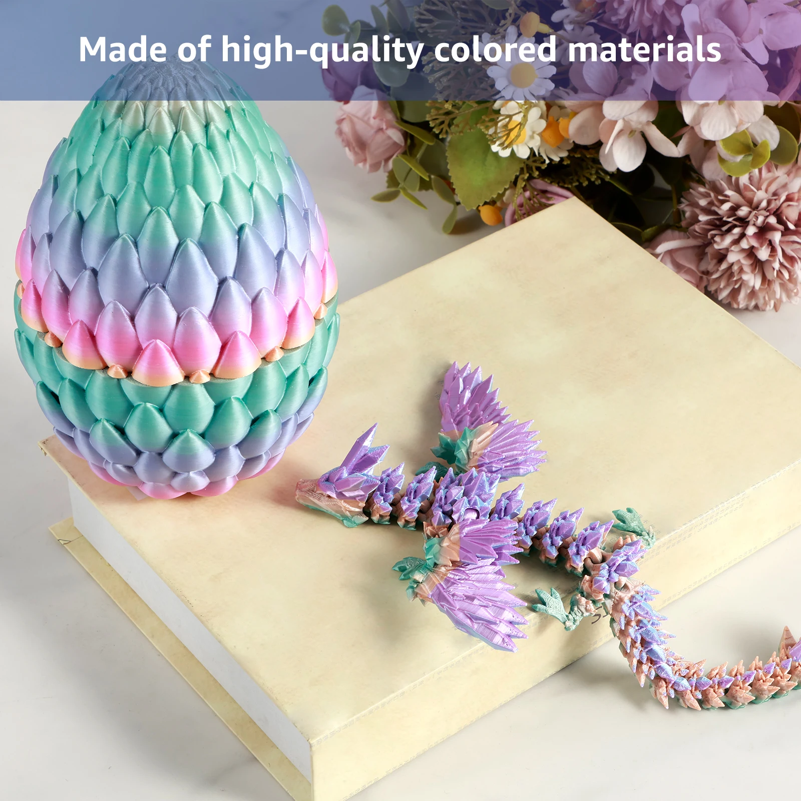 3D Printed Dragon with Dragon Egg Flexible Articulated Dragon Toys Colorful 3D Printed Dragon Ornament Exquisite 3D Articulated