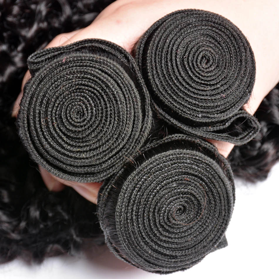 Cabello humano indio kinky curly, oferta de 3 o 4 bundles, cabello crudo original, rizos profundos naturales 4