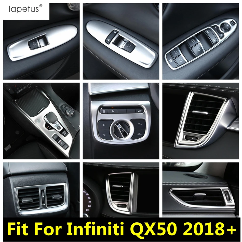 

Silver Head Light Lamp Button Dashboard AC Air Window Lift Panel Cover Trim Interior Kit For Infiniti QX50 2018-2022 Accessories