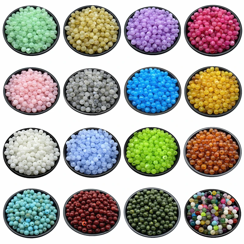 6 8 10mm Acrylic Round Beads for Jewelry Makeing Bracelet Necklace DIY Accessory