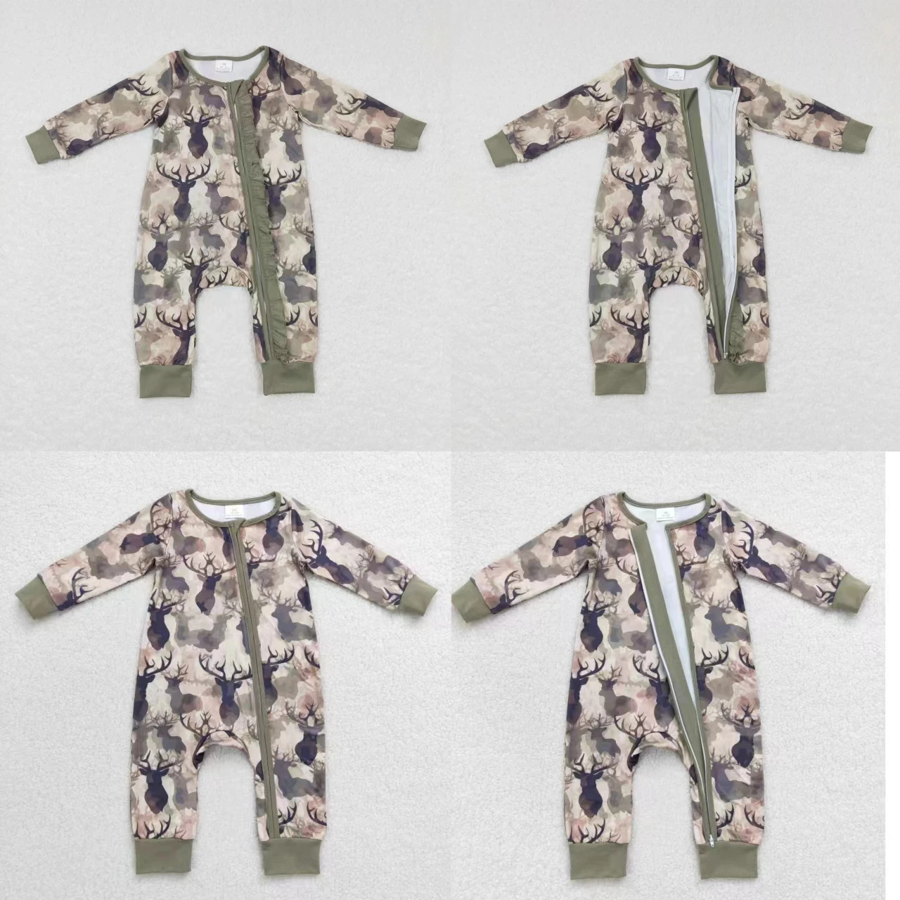 

Kids Toddler Long Sleeves Camo Reindeer Romper Zipper Matching Boy Girl One-piece Newborn Coverall Bodysuit Hunting Jumpsuit