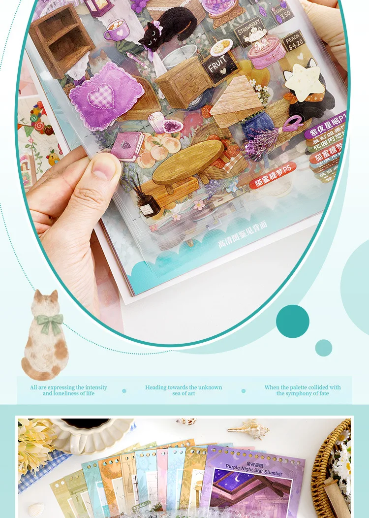 26 Stück Niedliche Cartoon-Katzen-Aufkleber Kawaii 3D-Szenen-Aufkleber DIY Scrapbooking Journal Deko Schreibwaren Bastel-Aufkleber – Detail 5