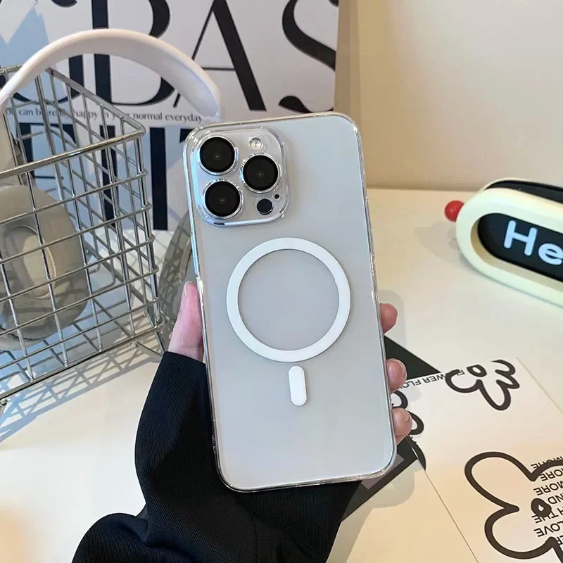 Matte Magnetic For Magsafe Case For iPhone 15 14 13 12 11 Pro Max Plus Wireless Charging Ultra Thin Translucent Hard PC Cover