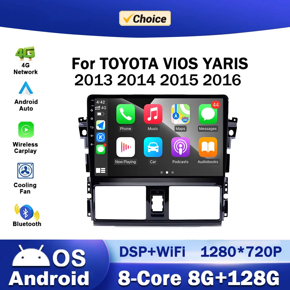 

10 inch Android OS Car Radio for TOYOTA VIOS YARIS 2013 2014 2015 2016 Multimedia Stereo Player GPS Navigatio DSP Carplay WiFi