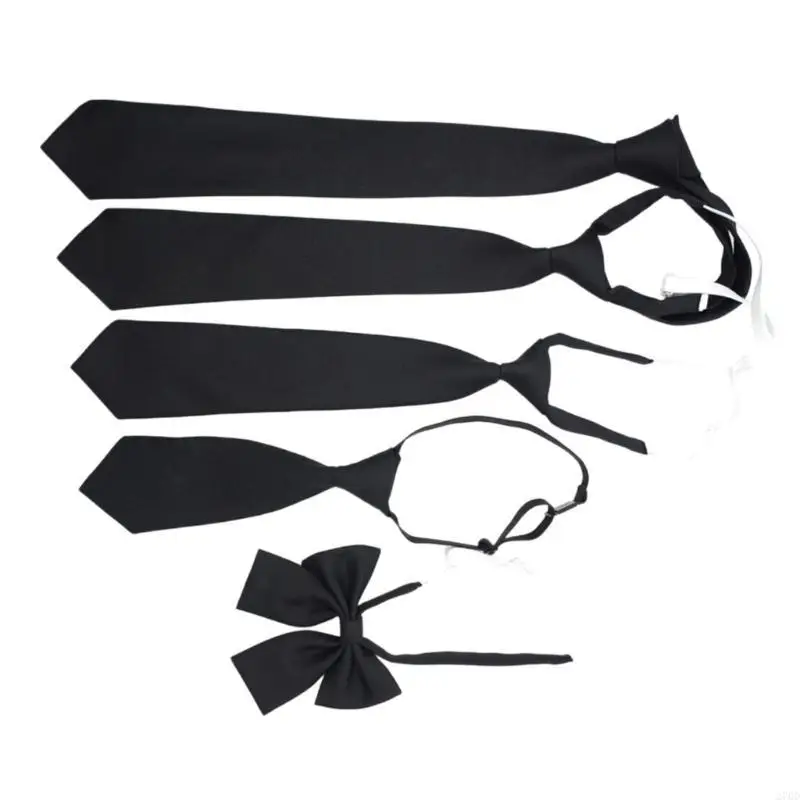 270D ربطة عنق سوداء قابلة للتعديل مسبقًا للرجال والنساء والأولاد والبنات وربطة العنق وربطة العنق لزي مدرسي للتخرج والمكتب