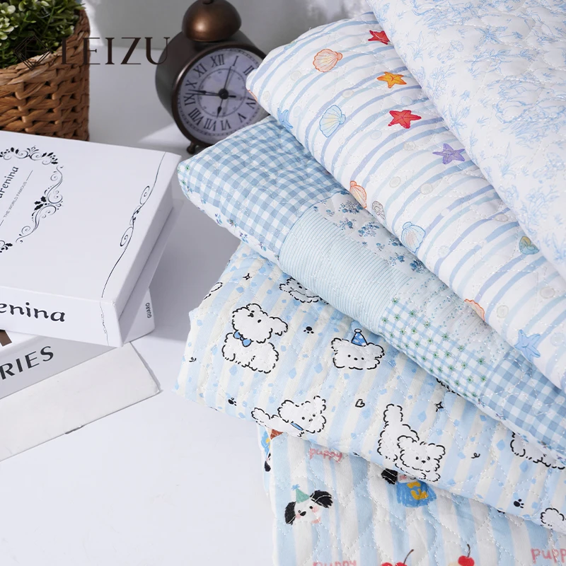 

0.5/1/2yard Cartoon Printed Quilted Cotton Fabric Winter Fabrics Dog Star Moon Heart-shaped for DIY Sewing Clothes, Gloves, Bags