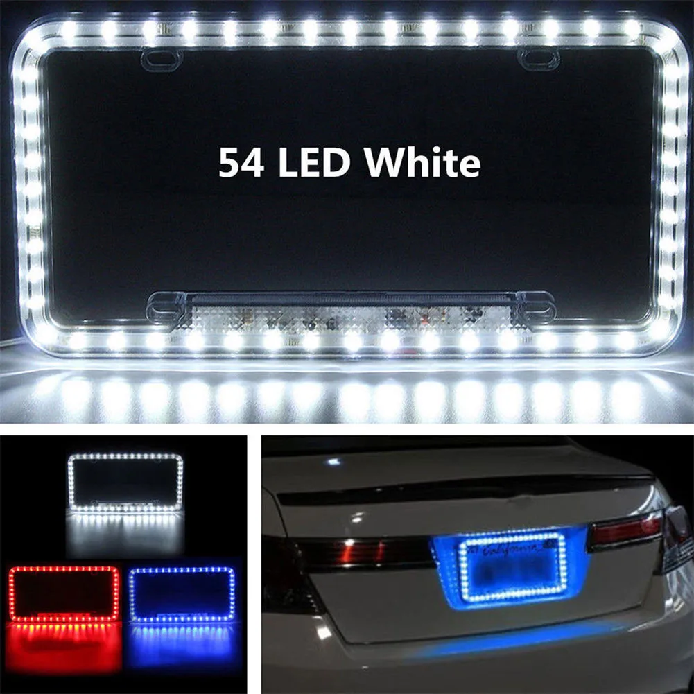 

White 48 LED Lights License Plate Frame Car Illuminated License Plate Frame U.S. License Plate Frame