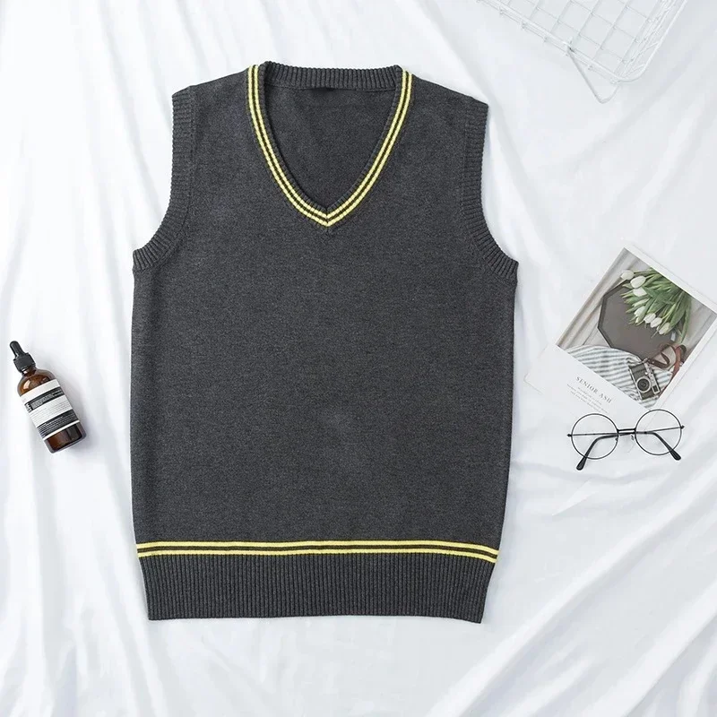 Chaleco de Punto de Algodón COSUnisex, Disfraz de Cosplay, Uniforme Escolar Mágico, Hufflepuff, Ravenclaw, Slytherin, Suéter con Cuello en V