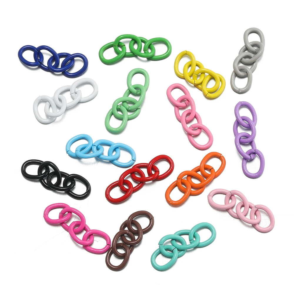 30pcs/pack Iron Colored Spray Paint Extension Chains Keychains Tail Chains for DIY Bracelet Necklace Jewelry Making Supplies