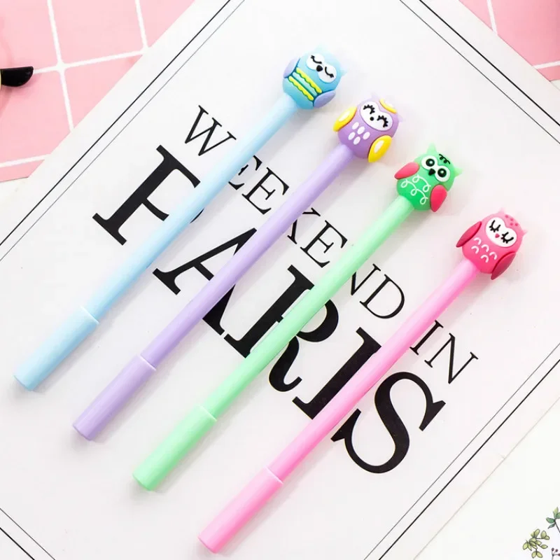

40 шт., креативная милая гелевая ручка с изображением совы, черная 0,5 мм, студенческие канцелярские принадлежности Kawaii, школьные принадлежности
