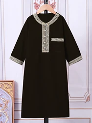 Middle East Arab Robe Boys' Solid Color Children's Clothing Ethnic Style Costume Stage Performance Long Shirt