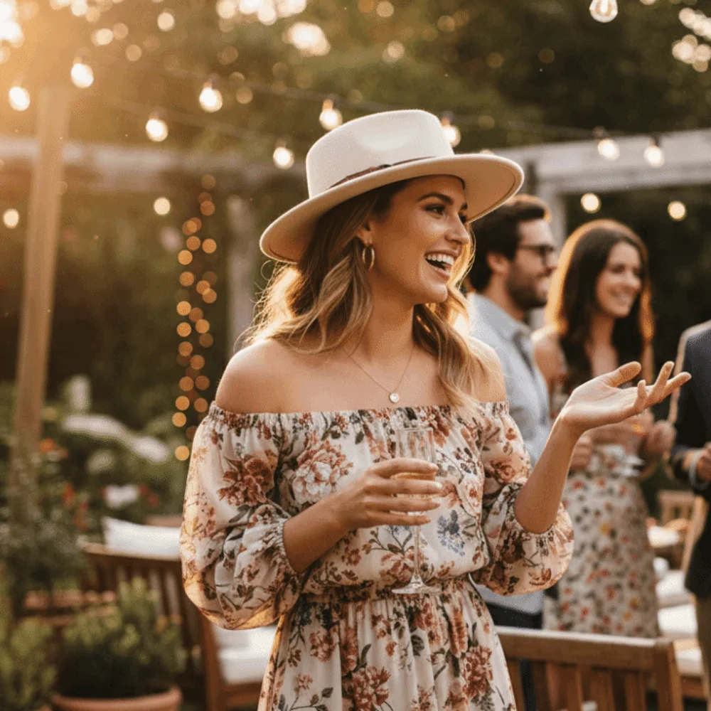 

Trendy Elegant Woolen Flat Top Hat British Style Belt Buckle Felt Hat Wide Brim Solid Color Women Jazz Hat Casual Wear