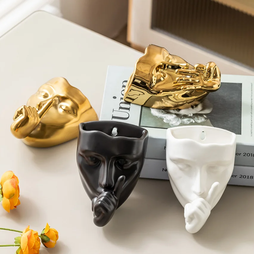 Artistic Face Shaped Wall Mounted Flower Pot Creative Wall Decoration Suitable for Green Plant and Flower Placement Field Gift