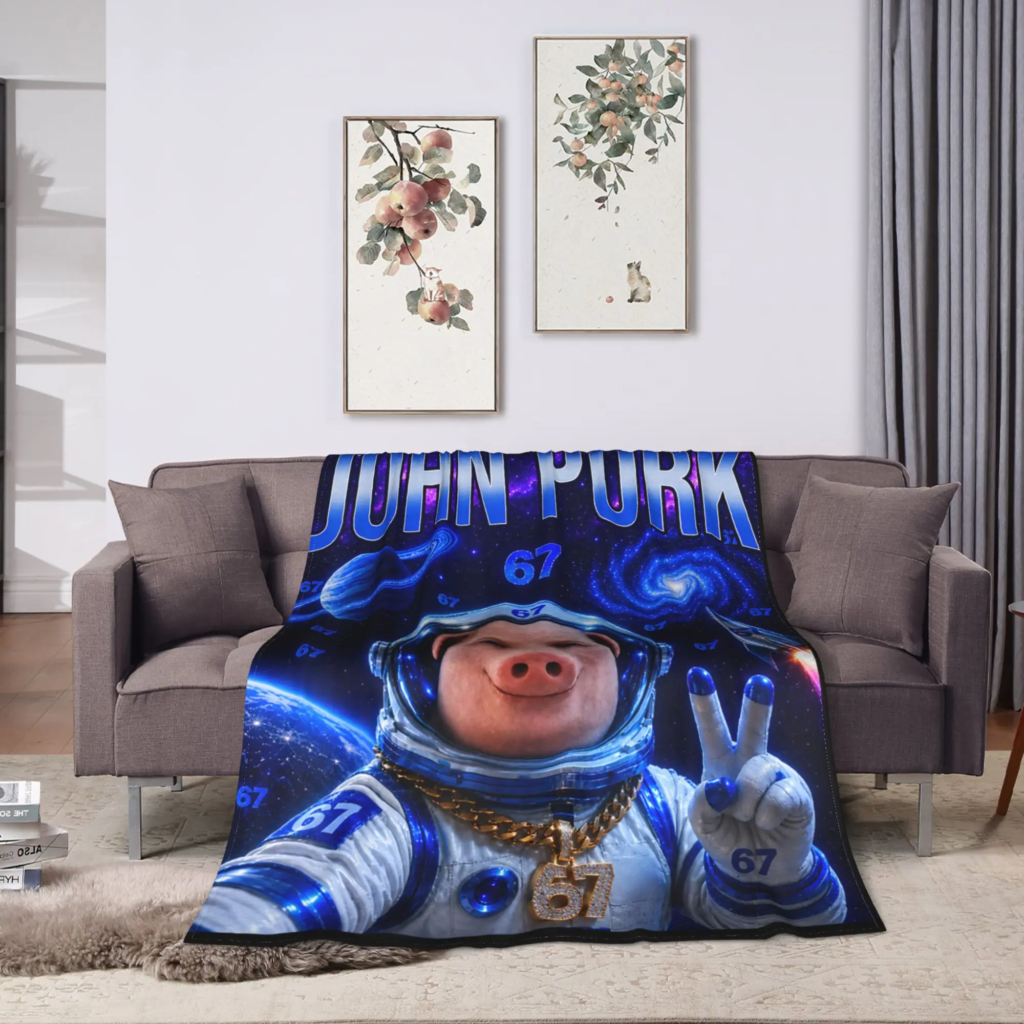 Warm Throw Blanket Travel Car John Pork 67 Astronaut Space is Calling Meme Blanket Flannel Bedspread For Sofa Home Bed Cover