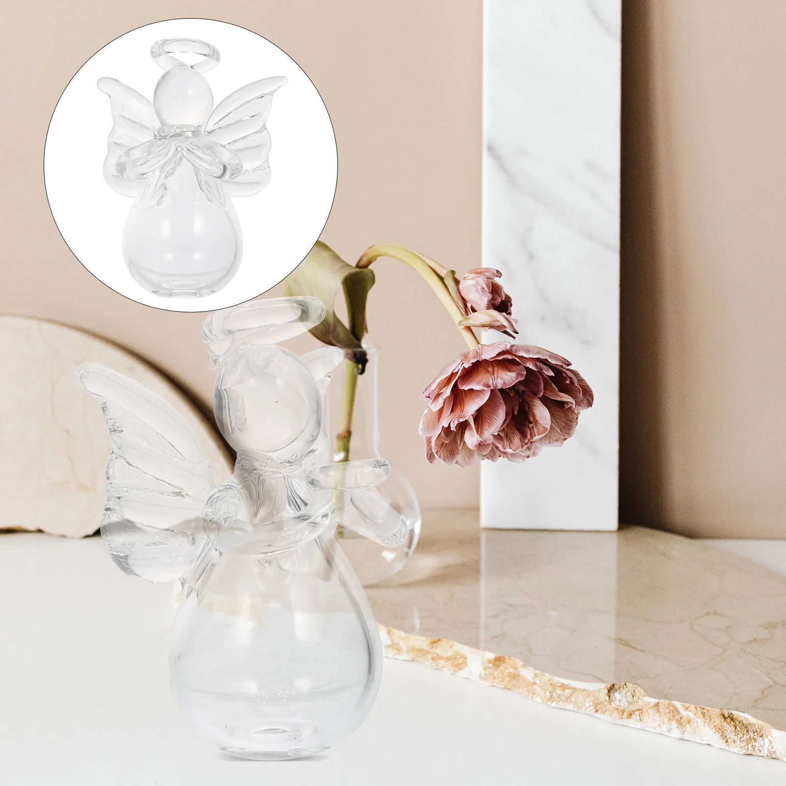 

1Pcs Mini Glass Angel Unique Peaceful Design Ideal for DIY Pendant Car Hanging Ornament Christmas Gift Home Garden Decor