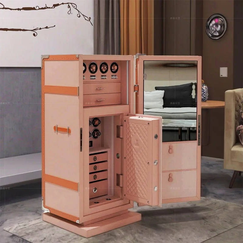 Italian leather safe, luxury villa home jewelry cabinet, light luxury high-end mechanical lock, anti-theft locker