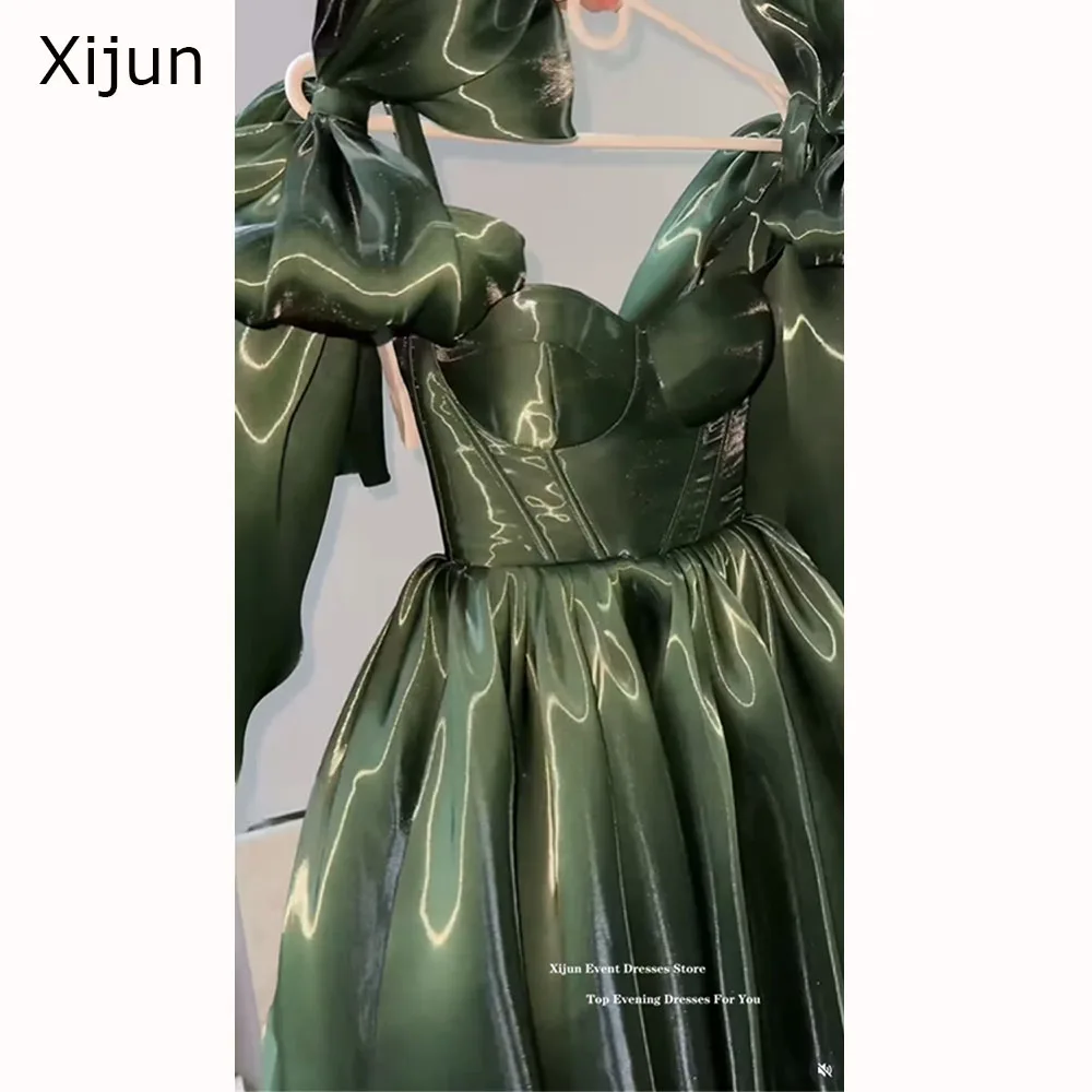 Xijun Modern Green Short Evening Dresses Sweetheart Bow Strap Mini Prom Dresses A-Line Mini Party Cocktail Dresses  Customized