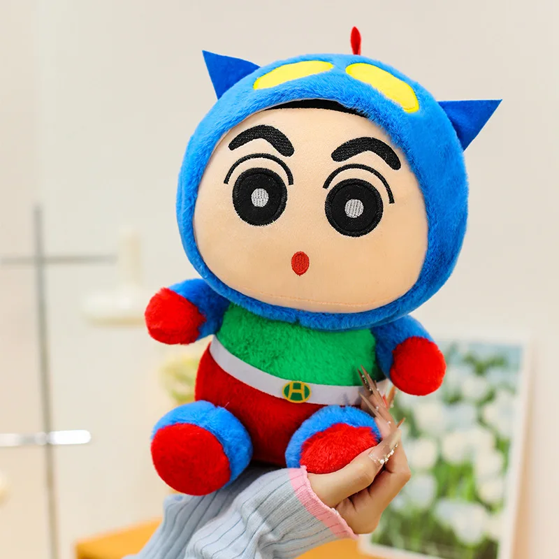 Superman Outfit Shinchan Action Kamen Plush Pillow Cute Ornament Present for Student Collectors and Bedroom Decoration