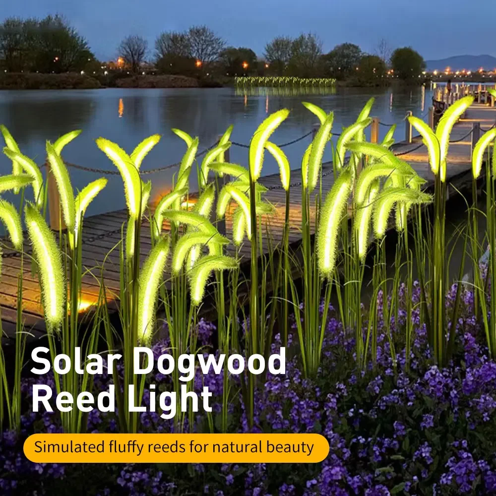 2025 جديد الشمسية مصباح ليد في الهواء الطلق شارع مصباح حديقة مقاوم للماء ذيل الكلب العشب الألياف البصرية الأرض التوصيل الخفيفة للمنزل الريفي