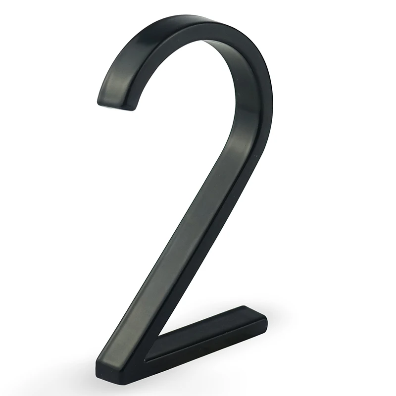 1 Stück 125 mm schwimmende Hausnummer für den Außenbereich, 12,7 cm, schwarze Zinklegierung, Buchstabe, Wohnungstür, Zahlen, Briefkasten, Adressschild # 0-9