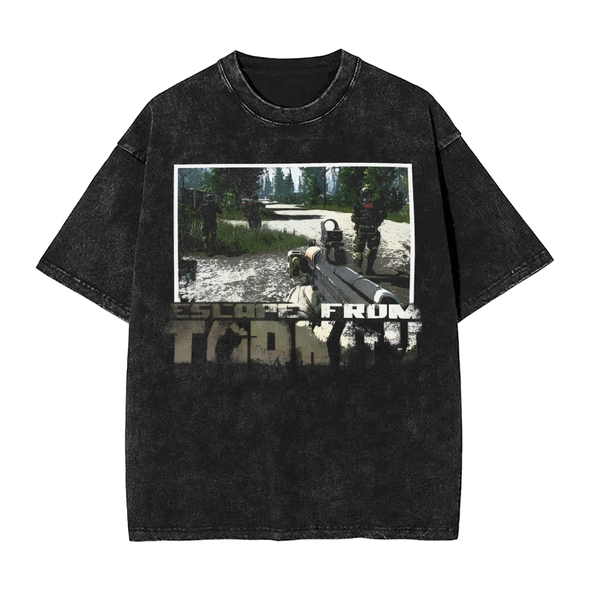 Harajuku Washed Shirt Escape From Tarkov USEC  Outfit Cool T-Shirts Oversize  Streetwear Short Sleeve Graphic Printed Tees