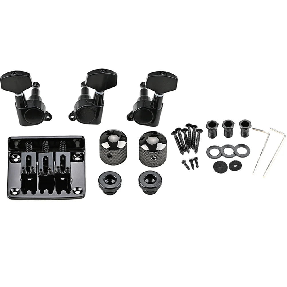 

1Set Guitar Bridge Accessories Three String Vintage Metal Durable Replacement Kit for Guitar Bridge Repair 3-String Supplies