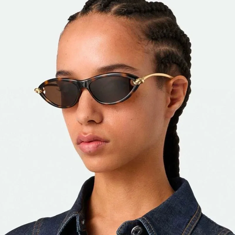 

y2k Vintage Cat Eye Sunglasses Women For Men Luxury Brand Designer Sun Glasses Punk Popular Sexy Ladies Metal Rope Shades UV400